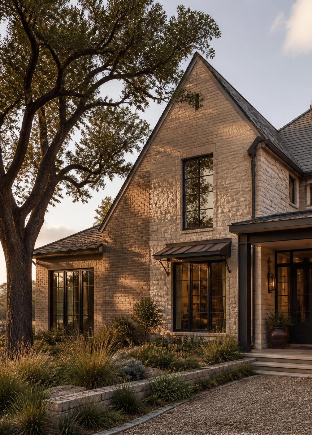 Exterior of a Texas home at golden hour